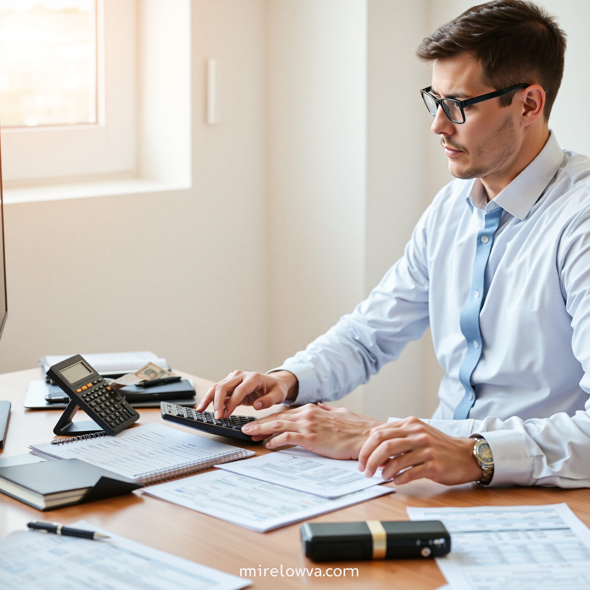 Расчет ежемесячных взносов на листе бумаги с калькулятором