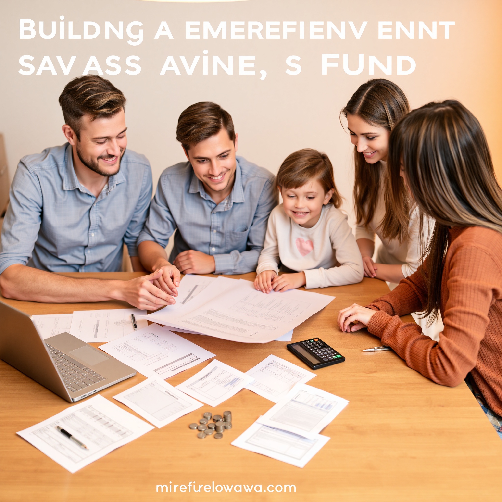 Профессиональное фото семьи, обсуждающей финансовый план за столом с документами и калькулятором